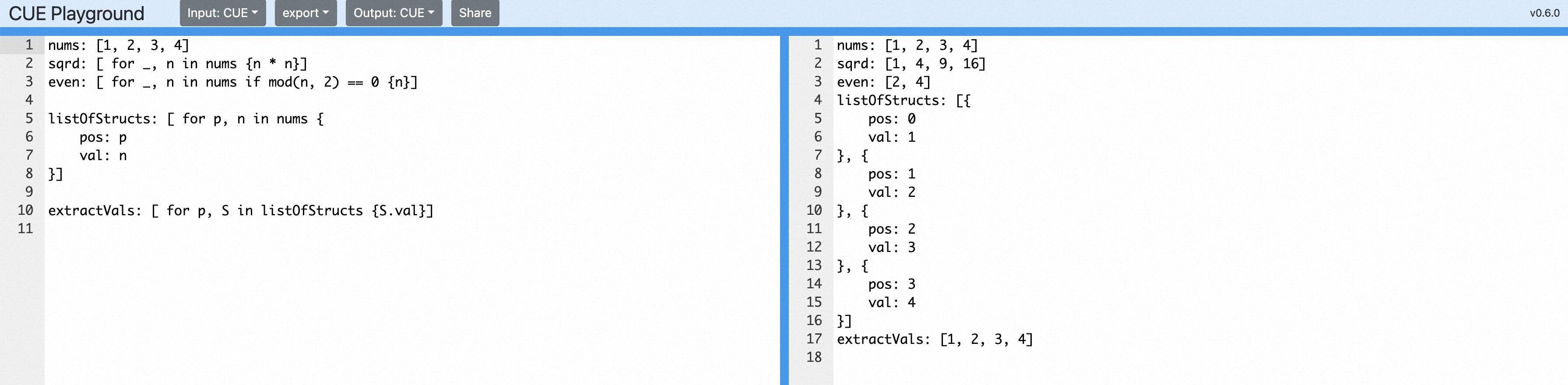 cue list simple example